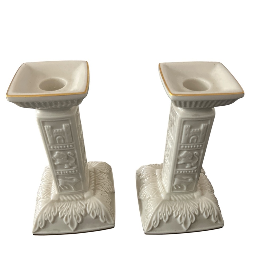 Lenox White and Gold Candle Holders